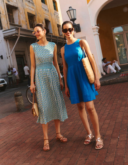 Carla Linen Short Dress-Brilliant Blue-5