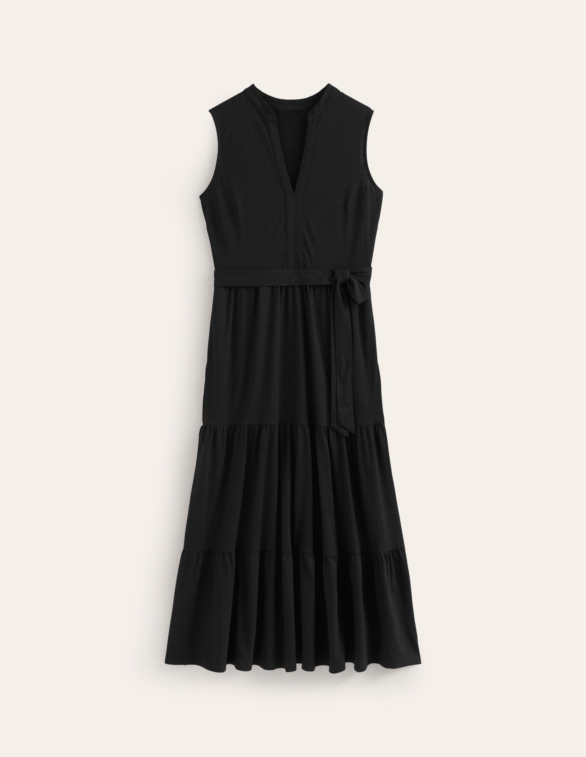 Naomi Notch Collar Maxi Dress-Black-5