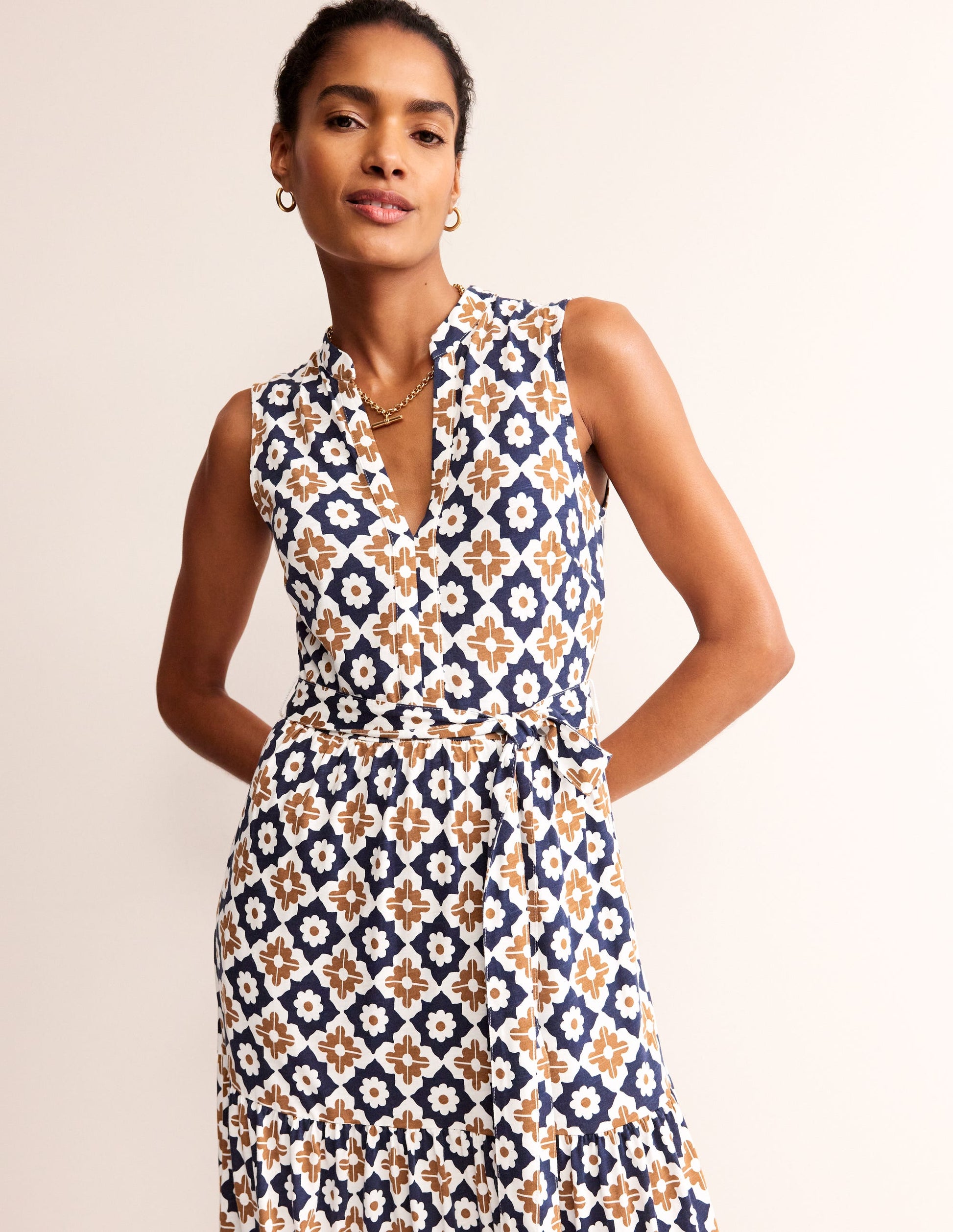 Naomi Notch Collar Maxi Dress-Rubber, Geo Stamp-2