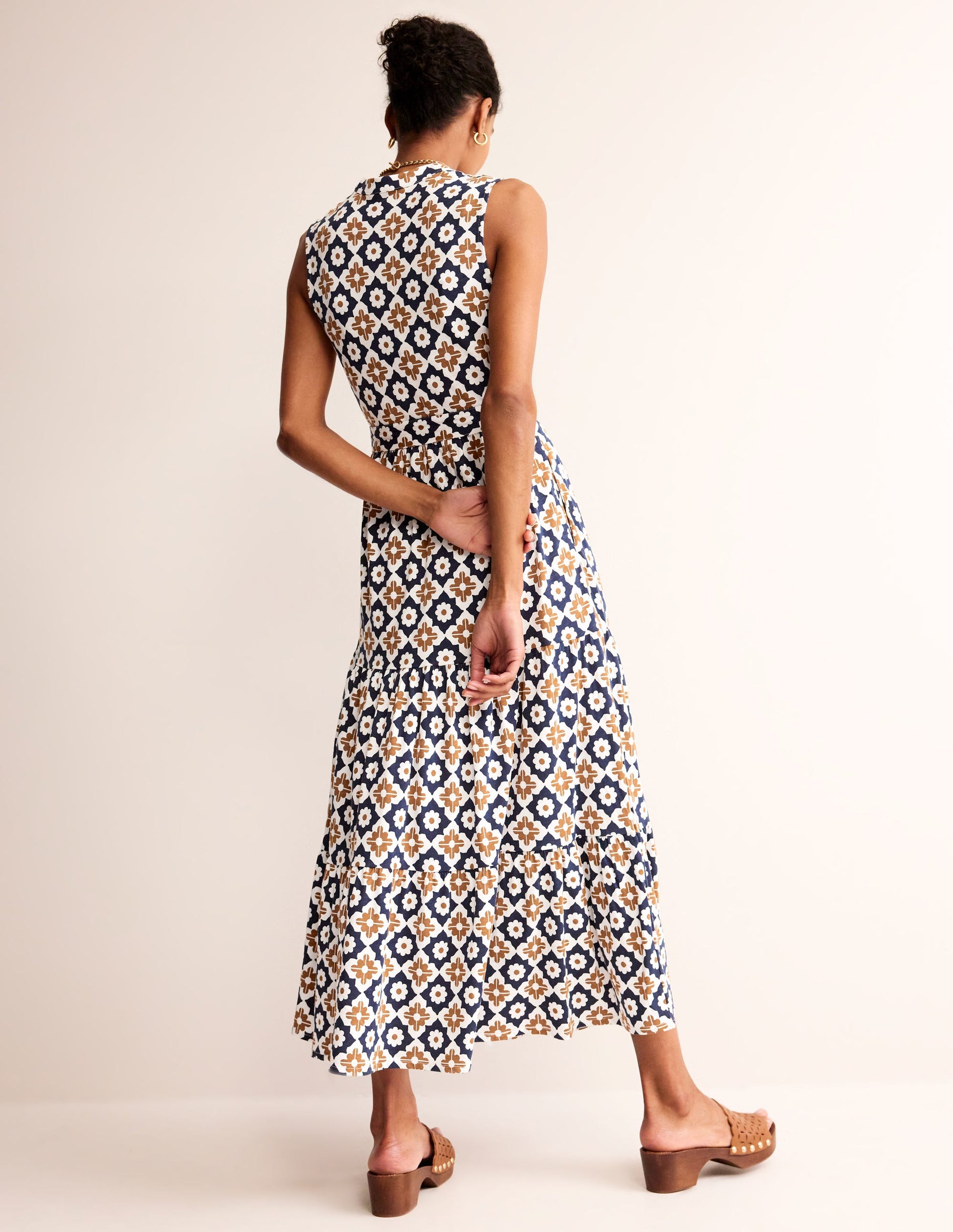 Naomi Notch Collar Maxi Dress-Rubber, Geo Stamp-3