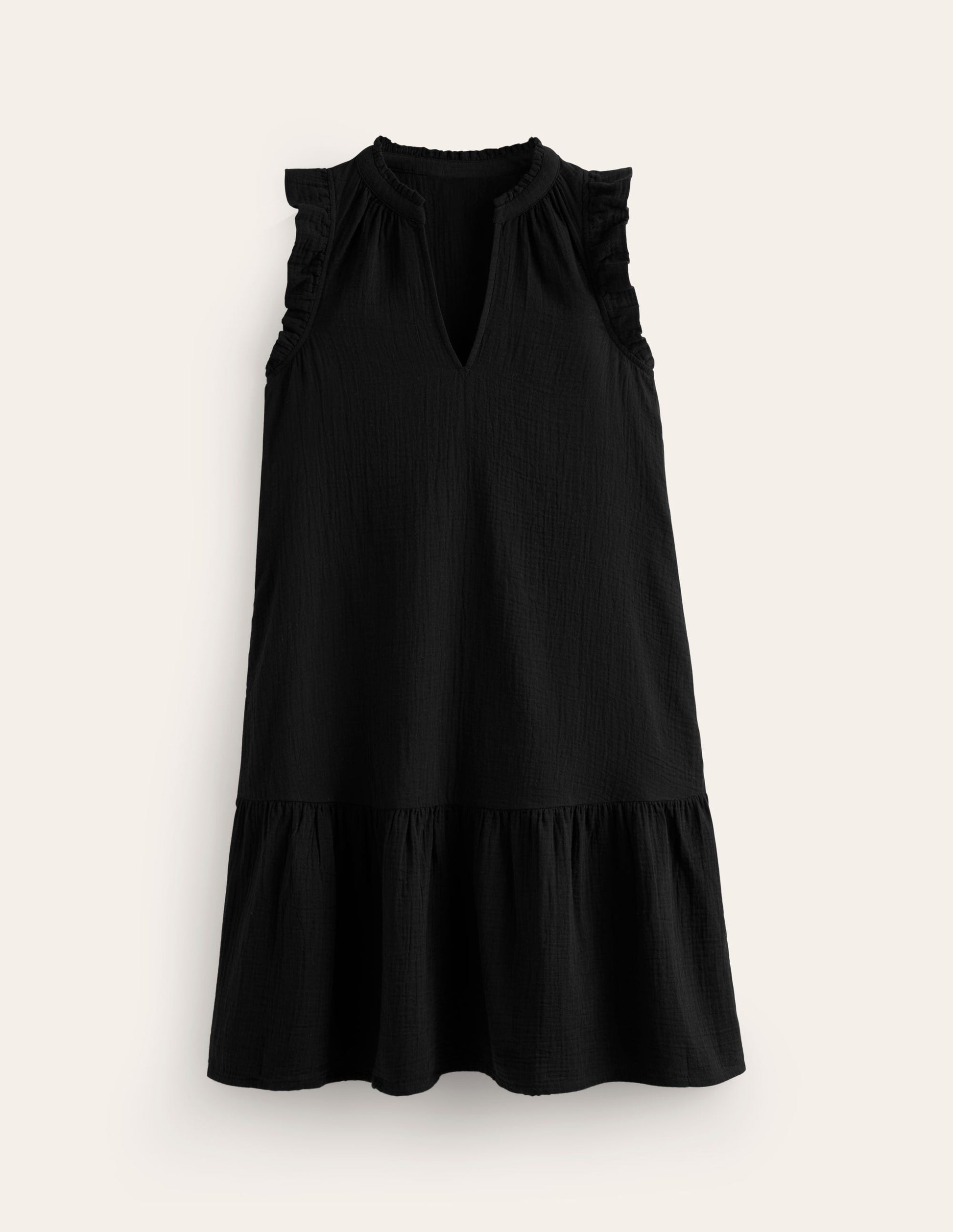 Daisy Double Cloth Short Dress-Black-5
