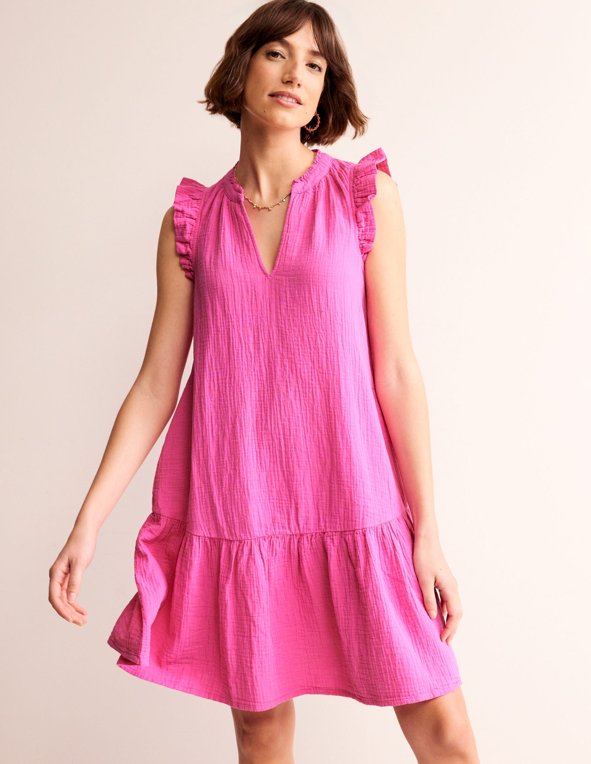 Daisy Double Cloth Short Dress-Pop Pansy-1