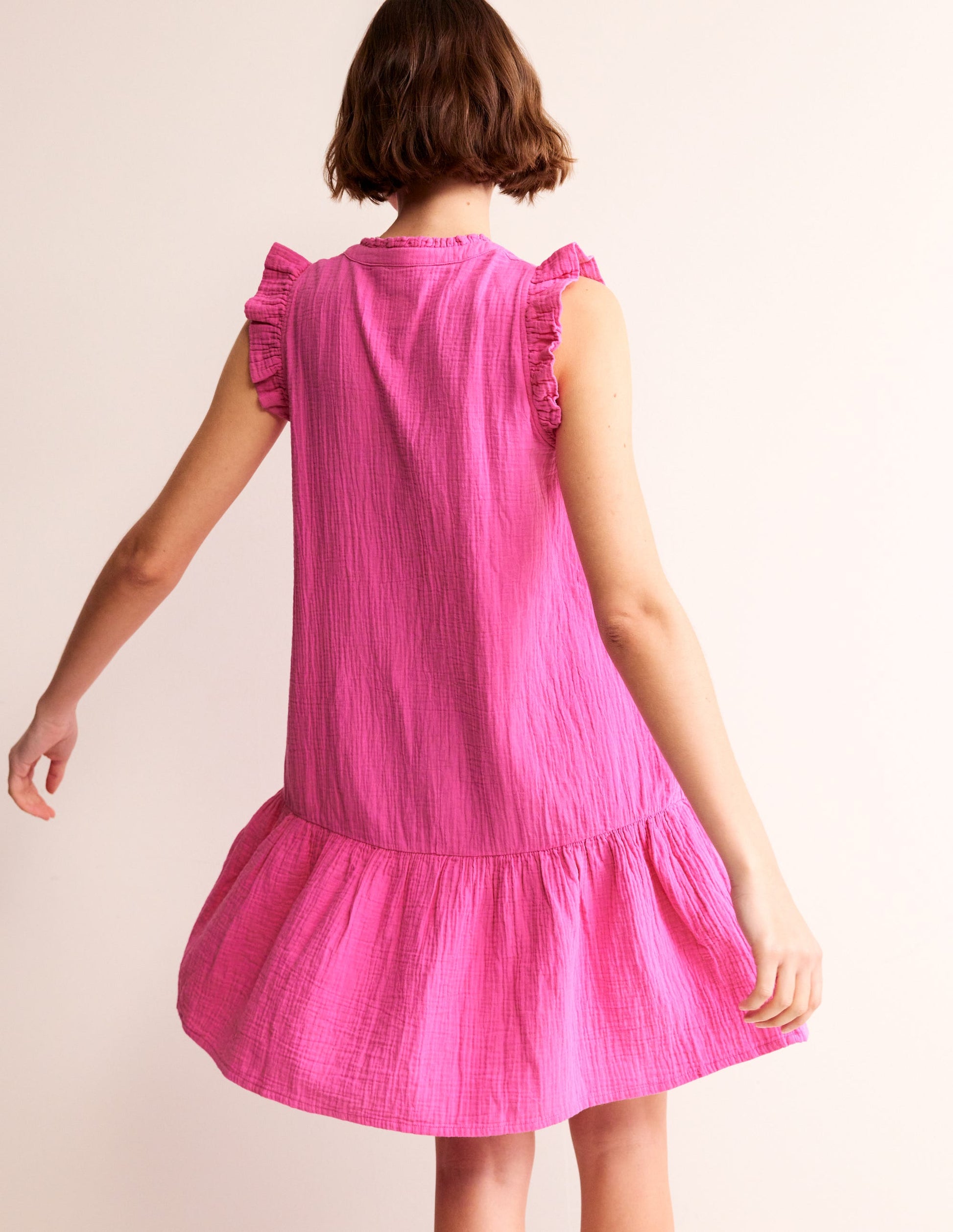 Daisy Double Cloth Short Dress-Pop Pansy-3