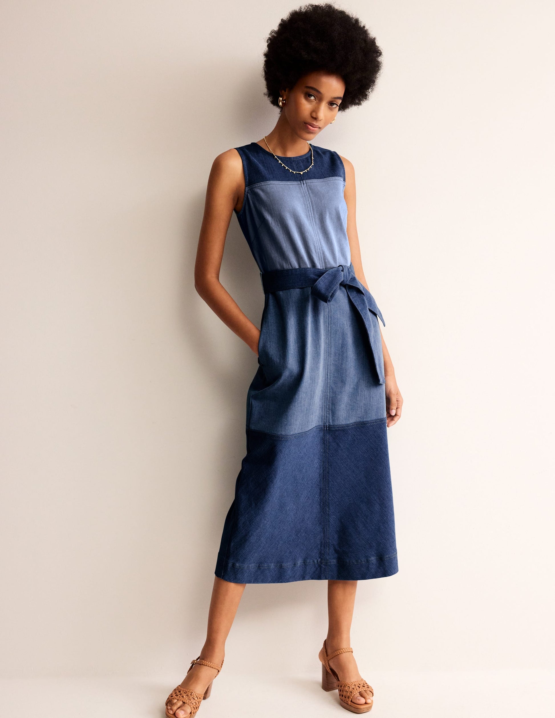 Hotch Denim Midi Dress-Hotched Denim-1