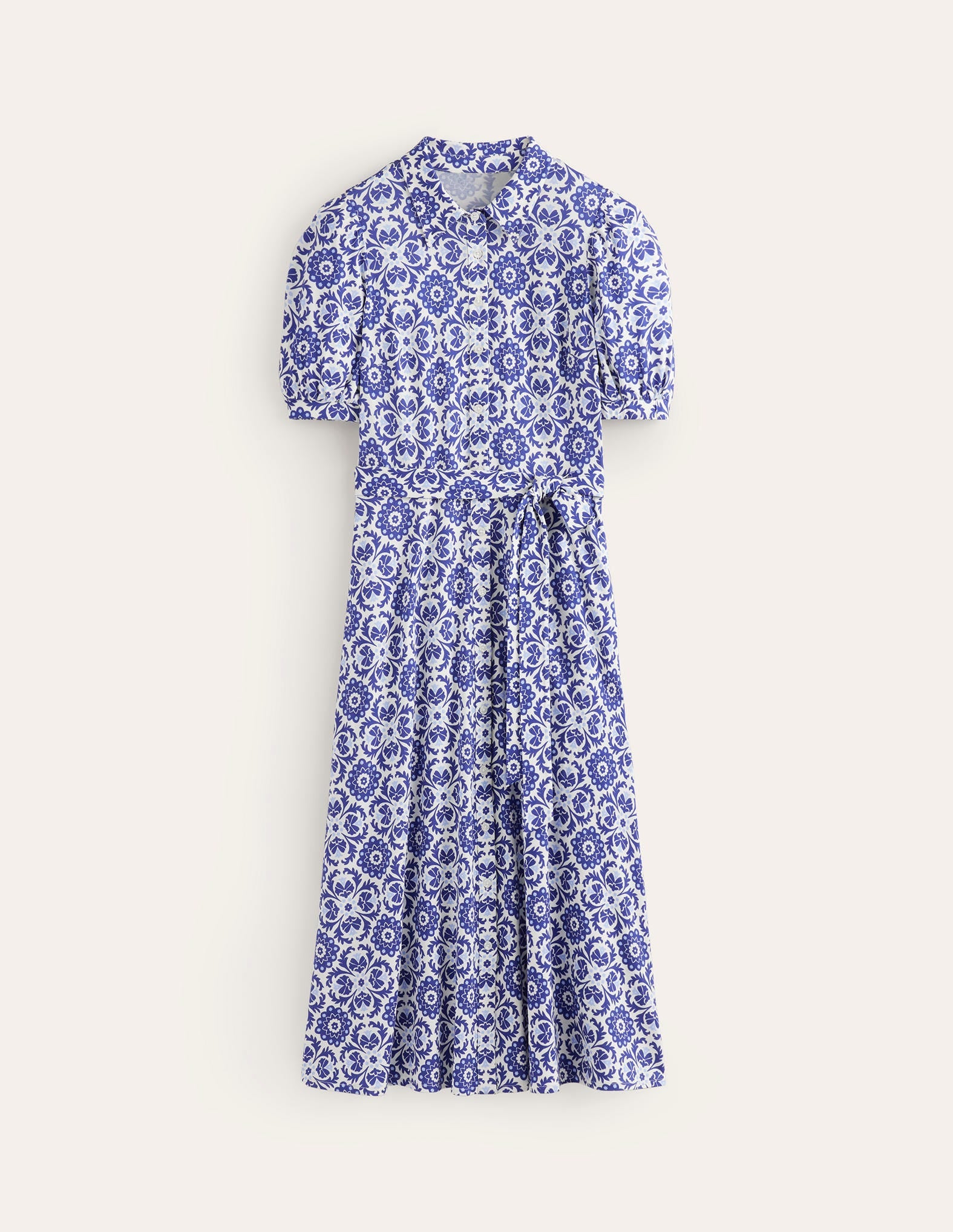 Libby Jersey Midi Shirt Dress-Surf the Web, Mosaic Bloom - Image 7