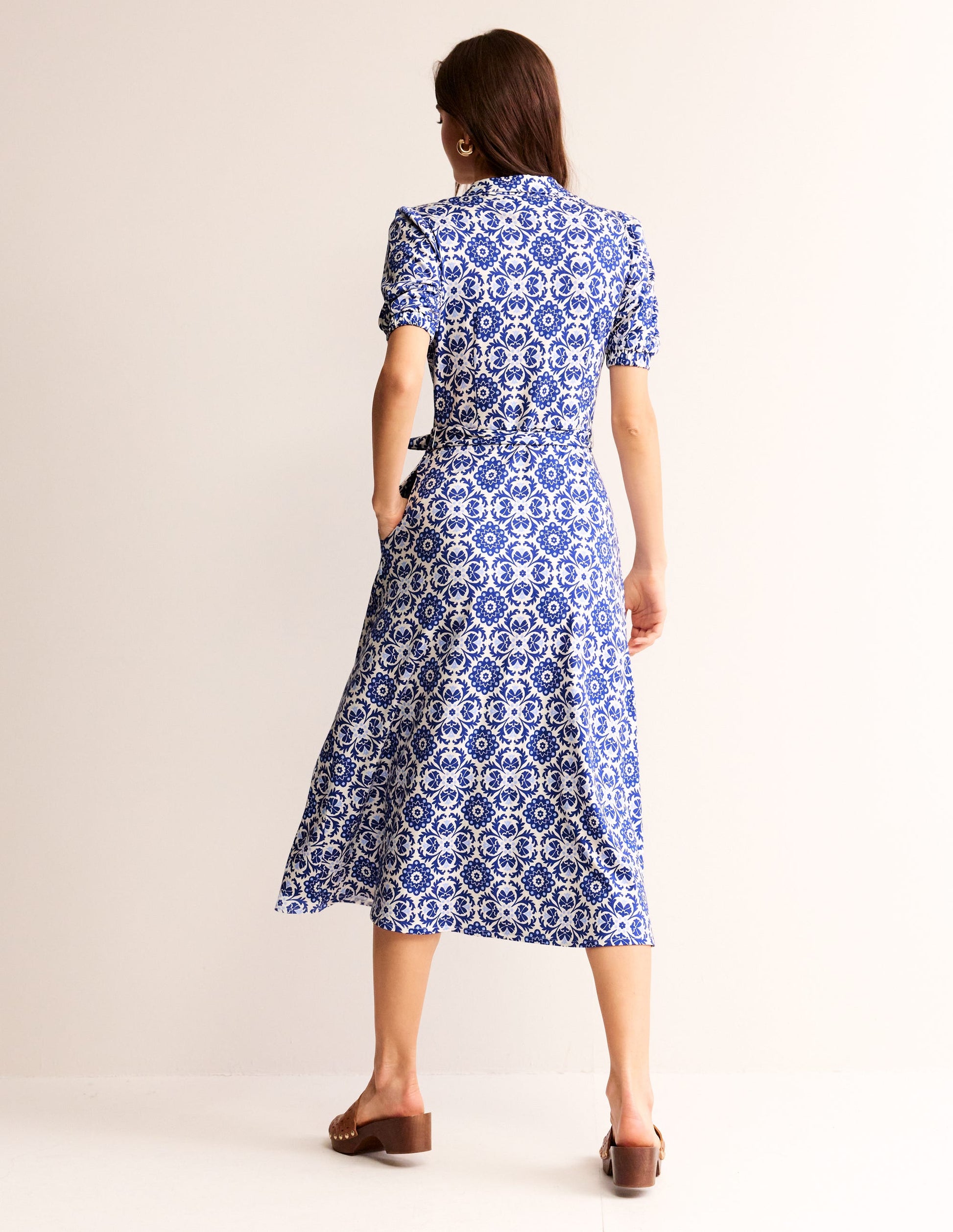 Libby Jersey Midi Shirt Dress-Surf the Web, Mosaic Bloom-6