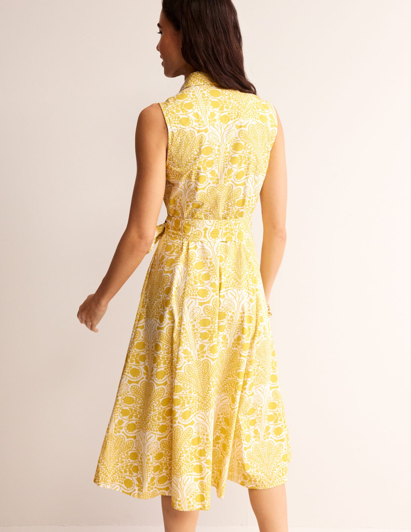 Amy Sleeveless Shirt Dress-Passionfruit, Gardenia Swirl