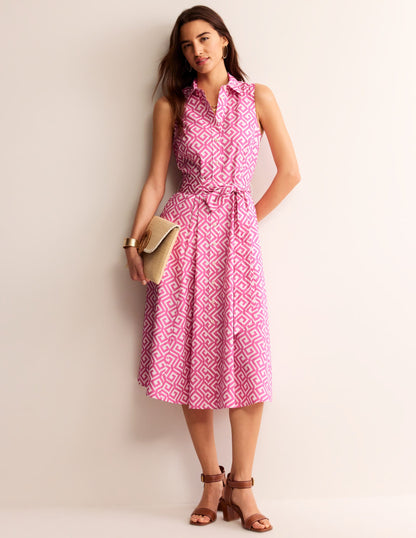 Amy Sleeveless Shirt Dress-Pink Power, Maze