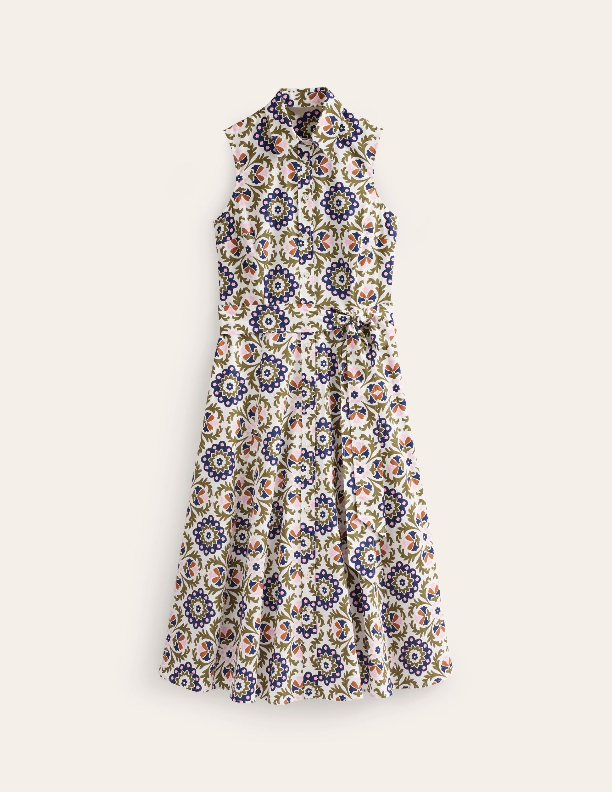 Amy Sleeveless Shirt Dress-Mayfly, Mosaic Bloom-5