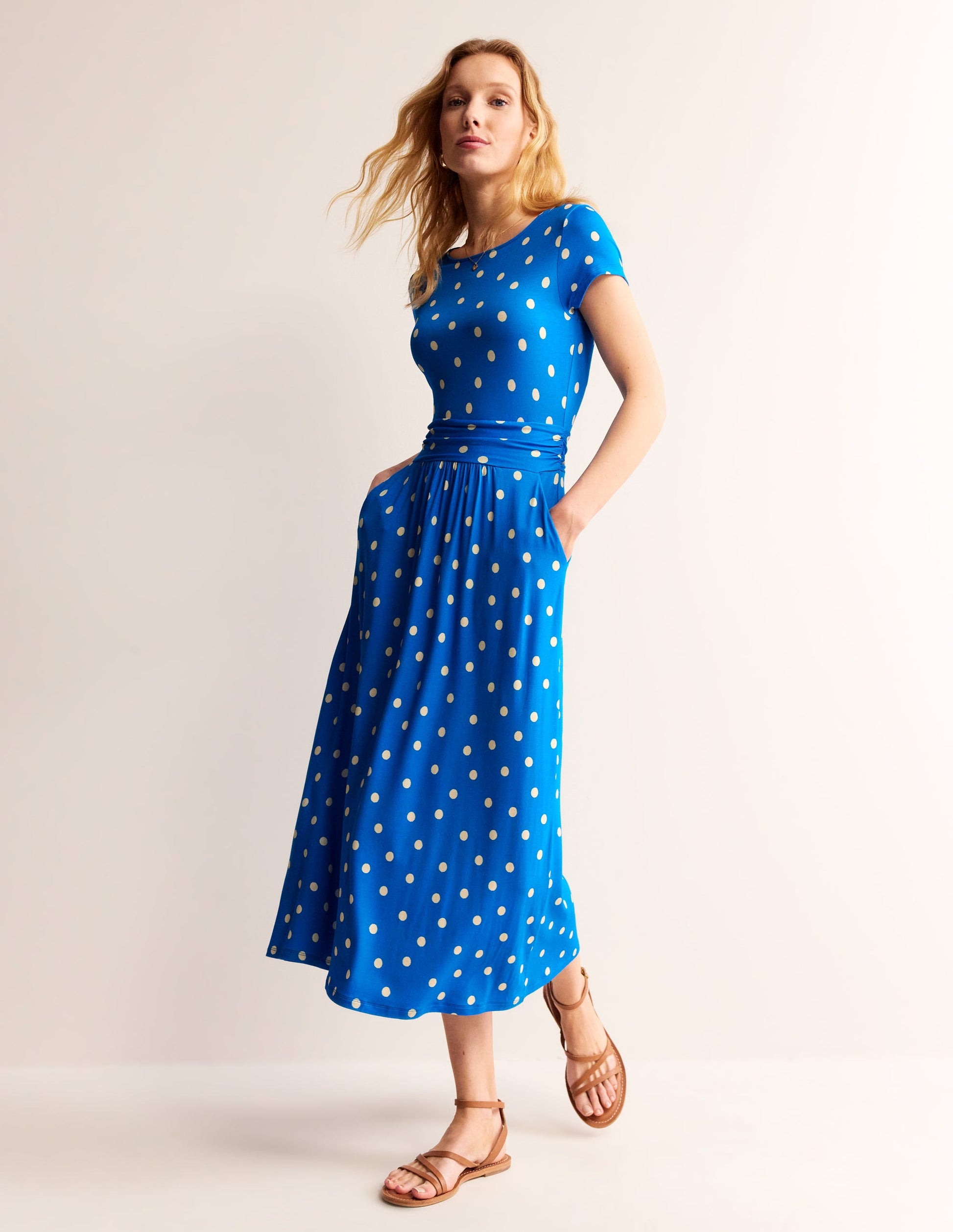 Amelie Jersey Midi Dress-Blue, Scattered Brand Spot-4