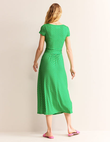 Amelie Jersey Midi Dress-Kelly Green, Crescent Stamp-3