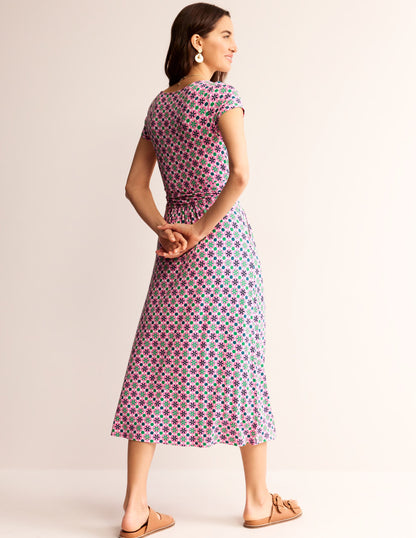 Amelie Jersey Midi Dress-Pink Power, Botanic Tile-4