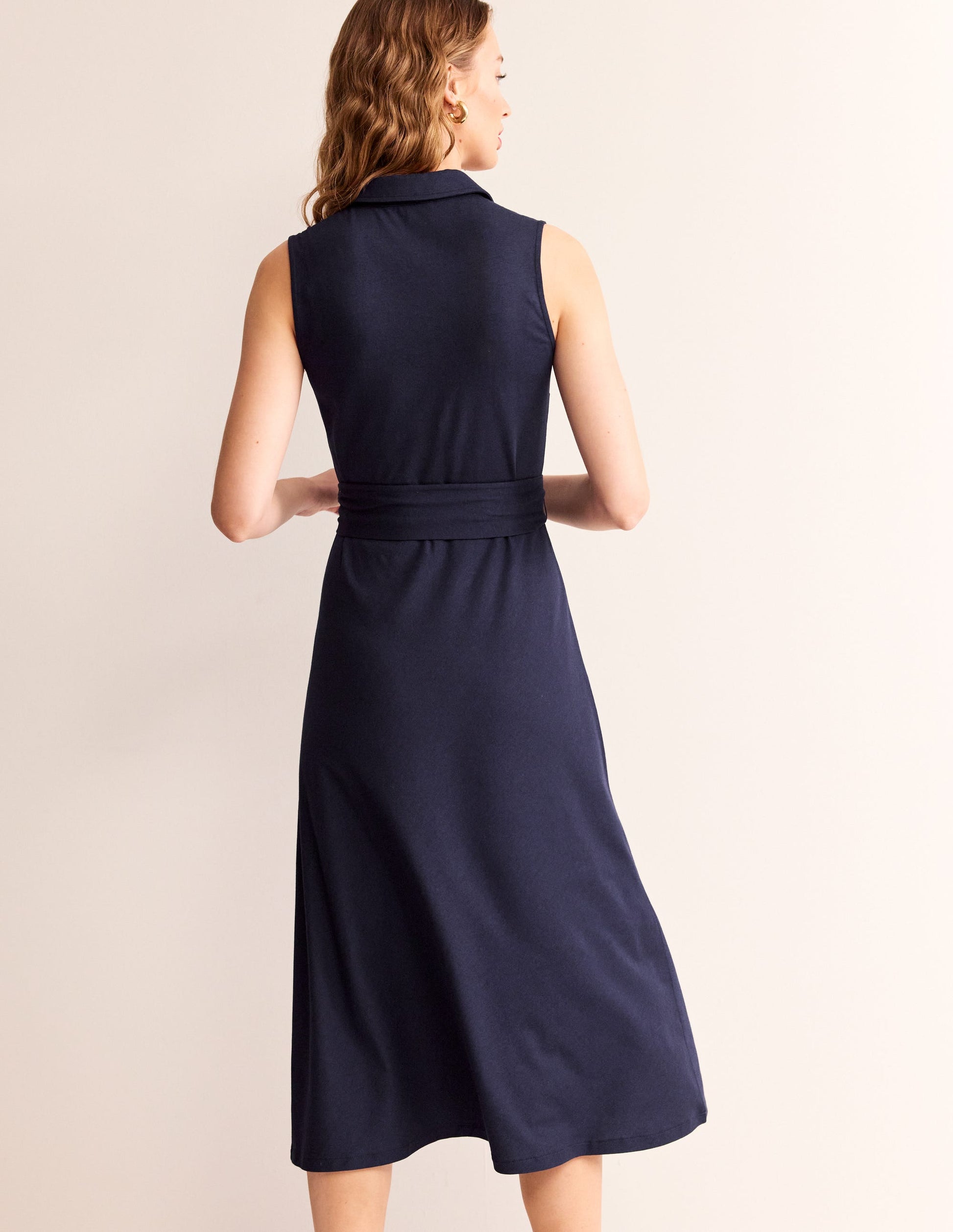 Laura Sleeveless Shirt Dress-Indigo-4