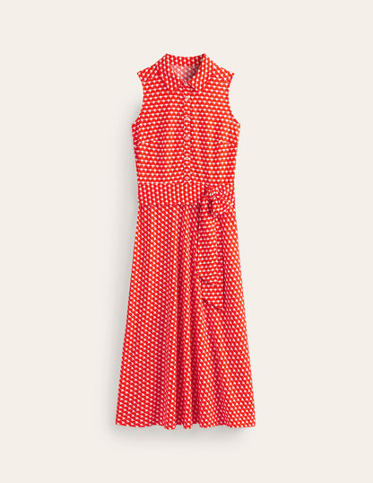 Laura Sleeveless Shirt Dress-Mandarin, Crescent Stamp-5