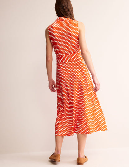 Laura Sleeveless Shirt Dress-Mandarin, Crescent Stamp-3