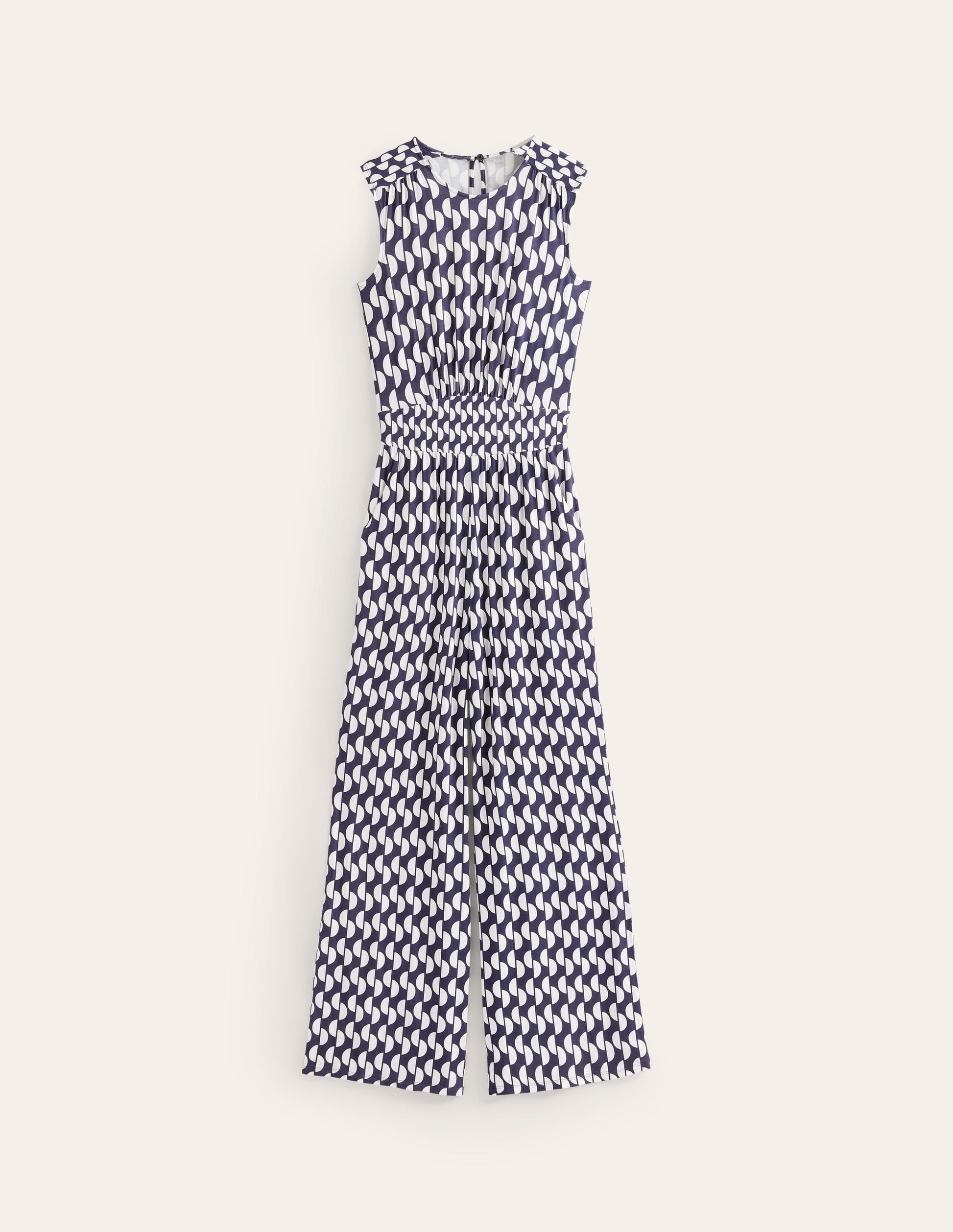 Thea Jersey Jumpsuit-Navy, Geo Wave-5