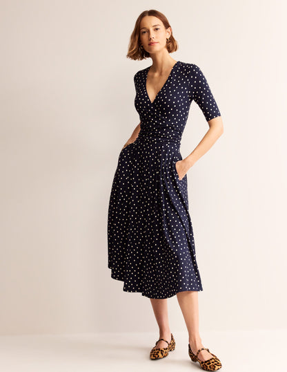 Kassidy Jersey Midi Dress-Navy, Scattered Brand Spot