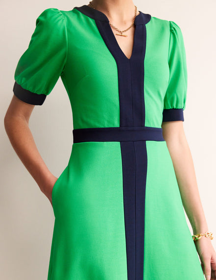 Philippa Ponte Midi Dress-Green Tambourine