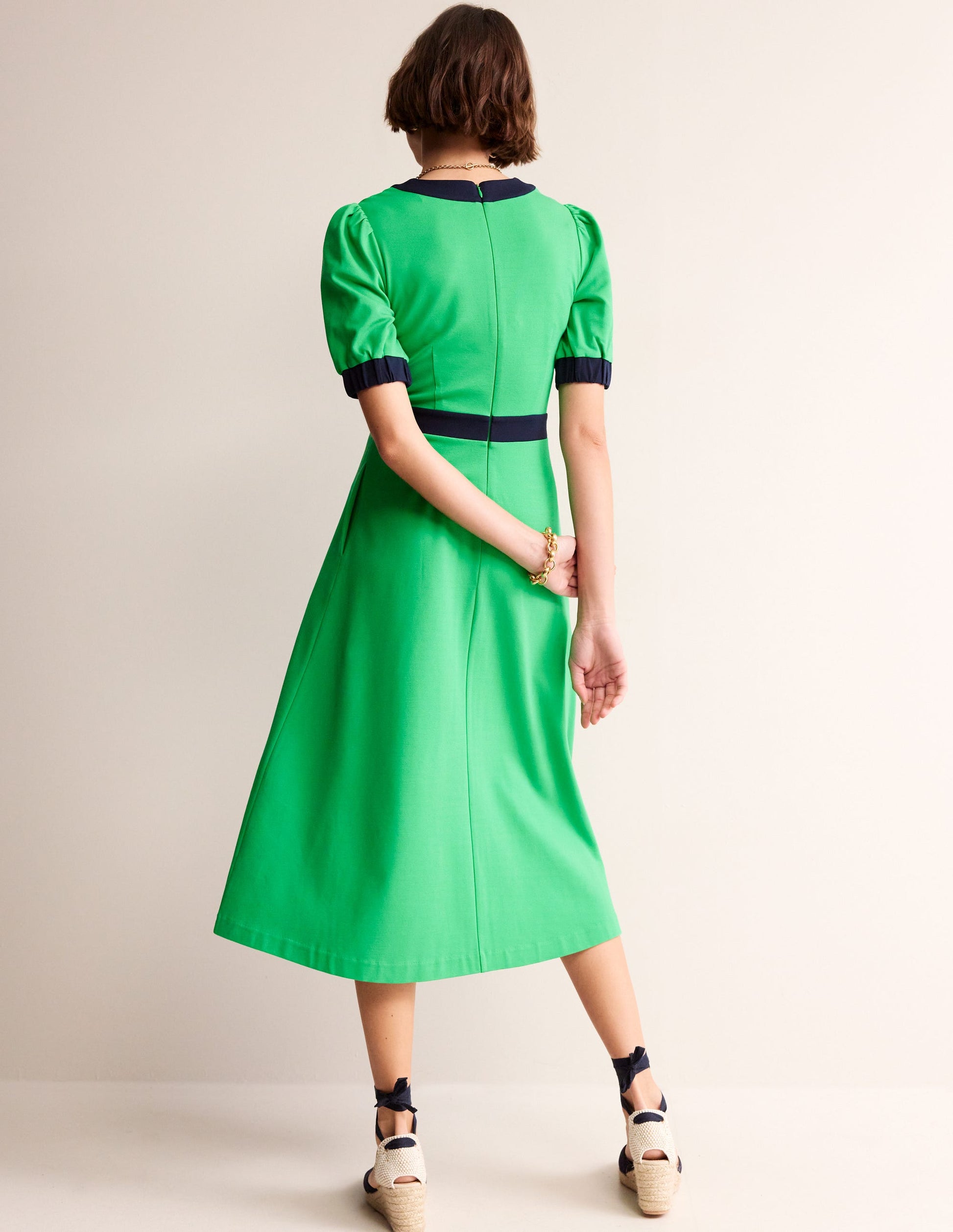 Philippa Ponte Midi Dress-Green Tambourine-3