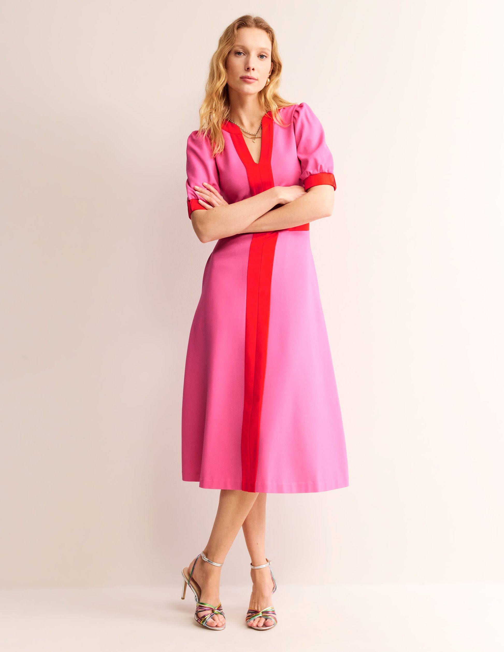 Philippa Ponte Midi Dress-Sangria Sunset-1