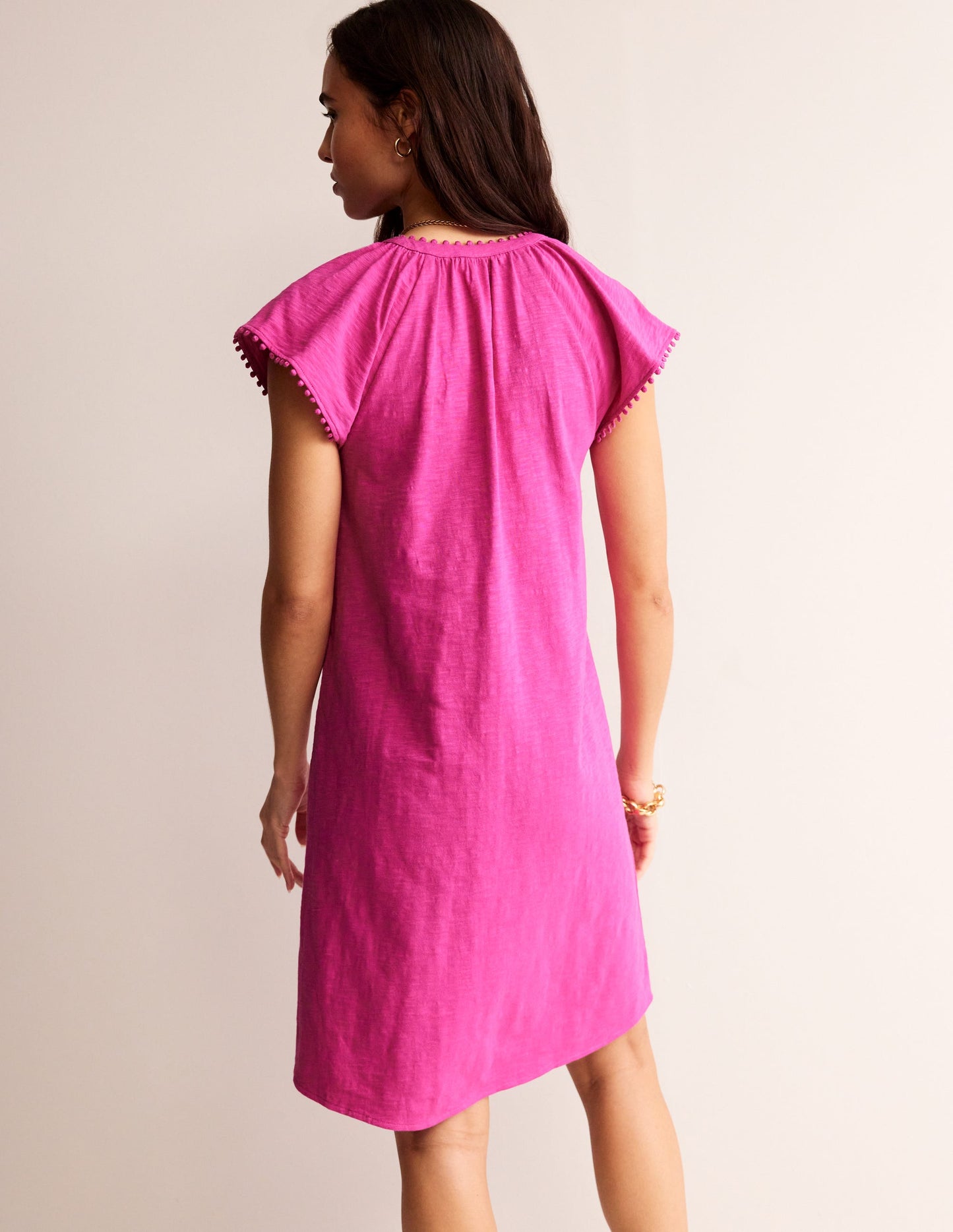 Millie Pom Cotton Dress-Rose Violet