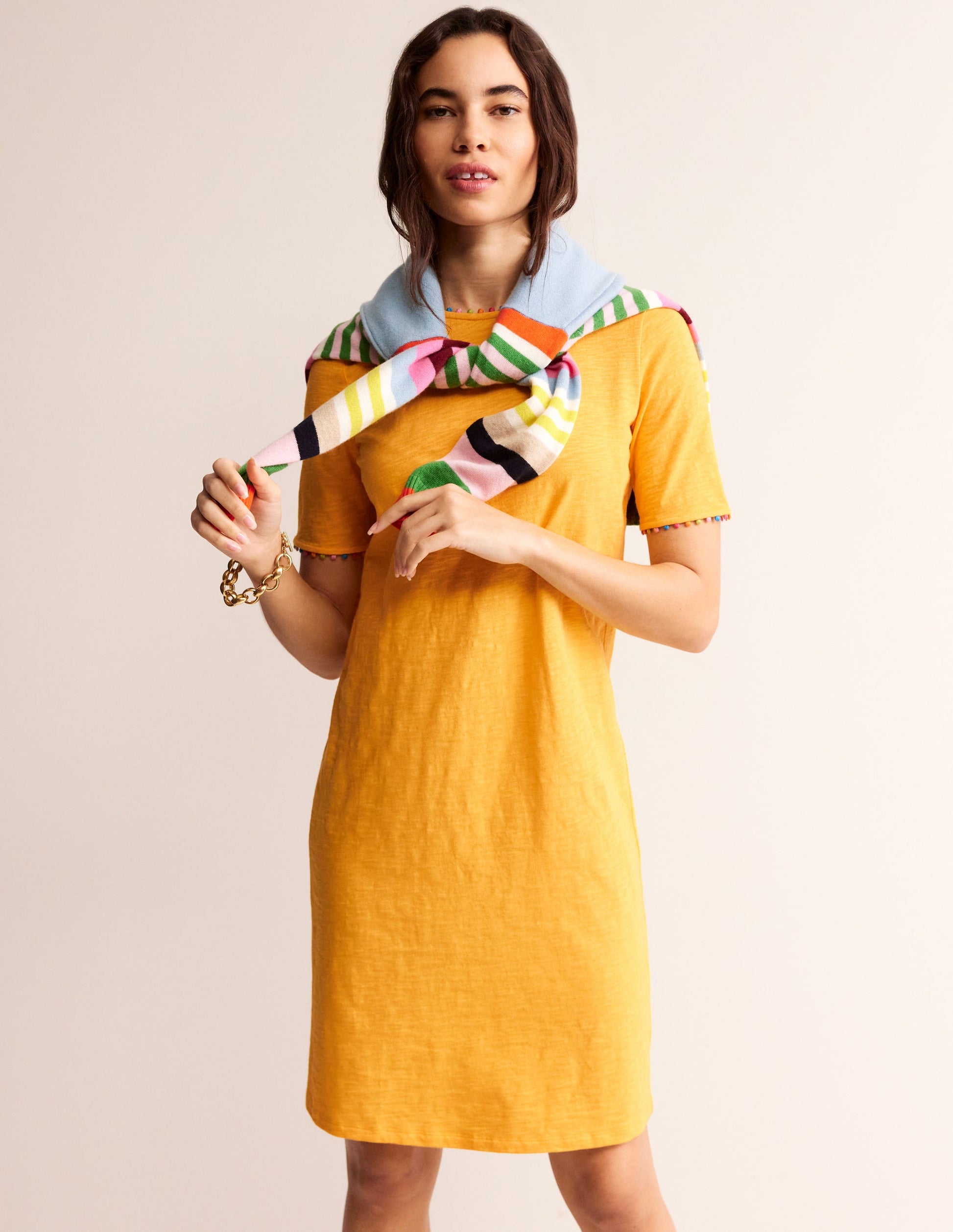 Ali Pom Sleeve Dress-Artisan's Gold-1