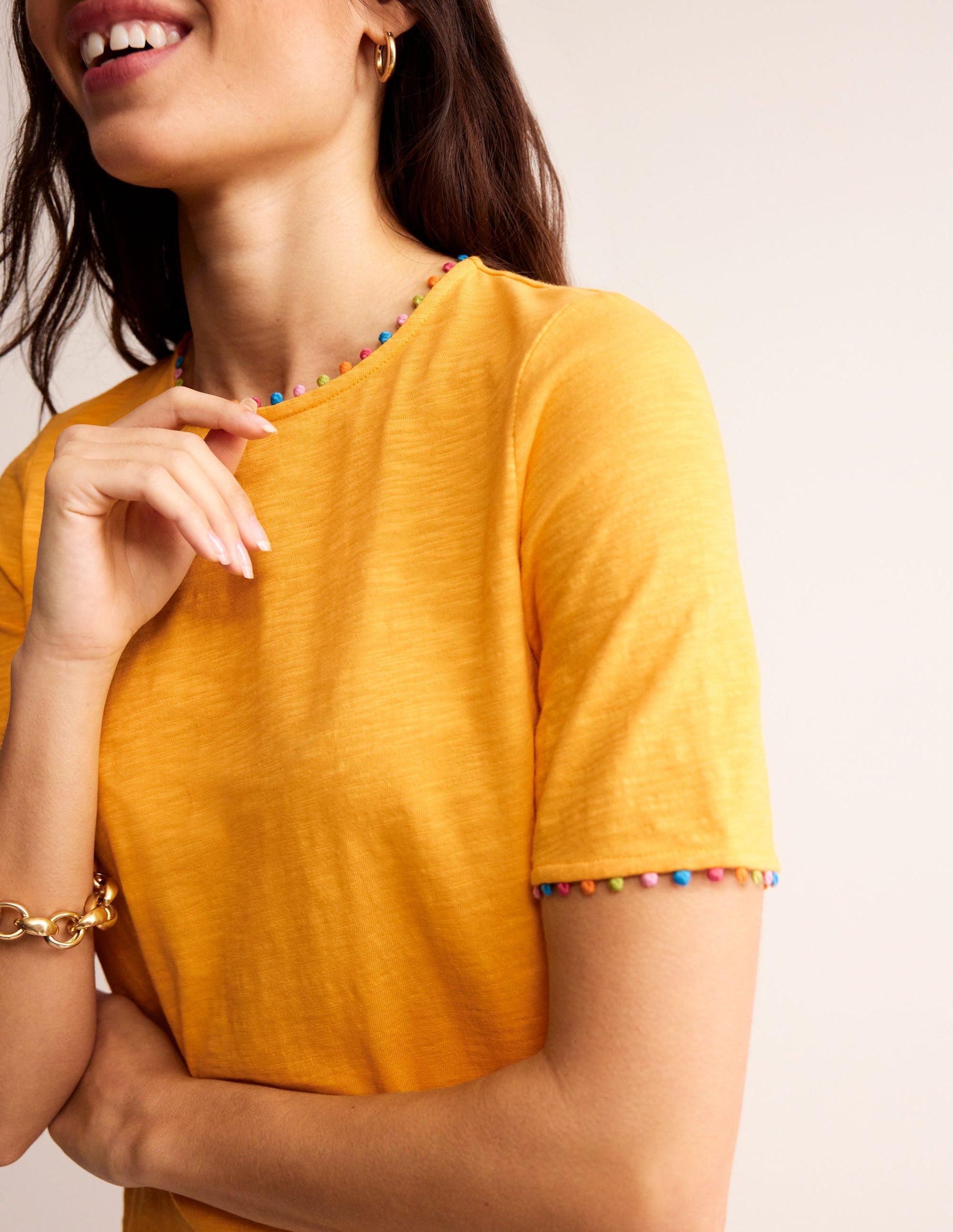 Ali Pom Sleeve Dress-Artisan's Gold-2