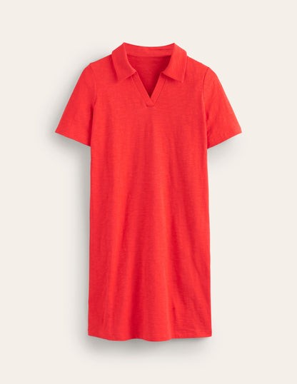 Ingrid Polo Cotton Dress-Poppy Red-5