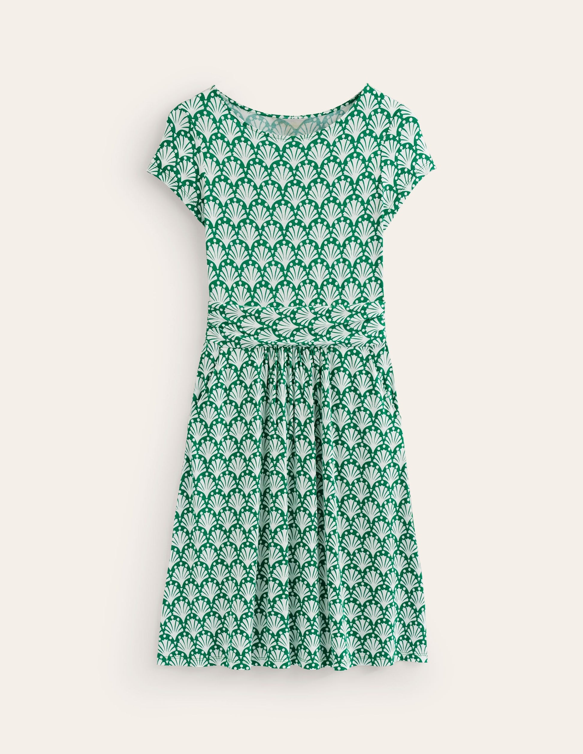 Amelie Jersey Dress-Green Tambourine, Shells-5