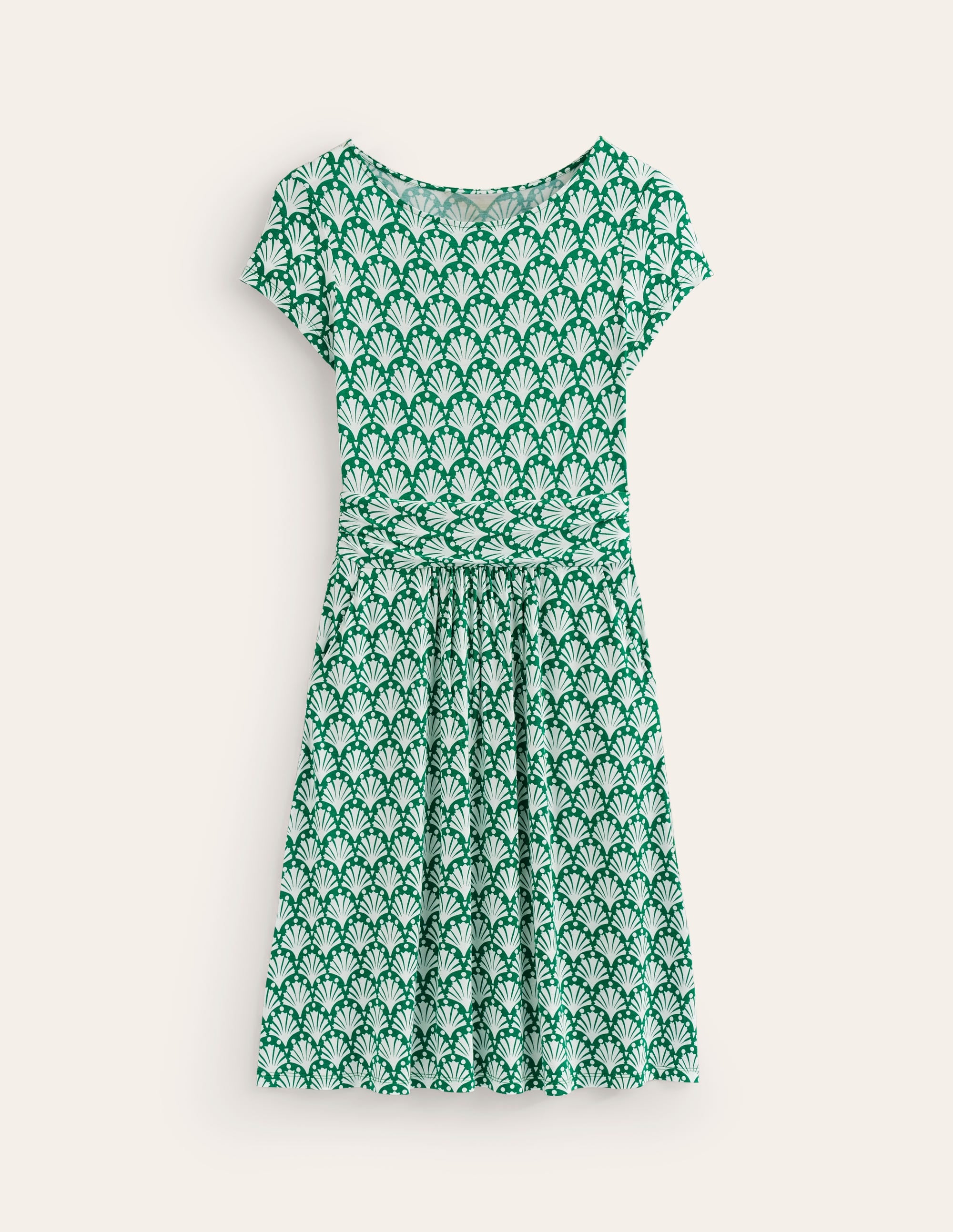 Amelie Jersey Dress-Green Tambourine, Shells - Image 5