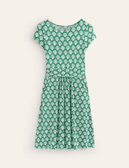 Amelie Jersey Dress-Green Tambourine, Shells-5