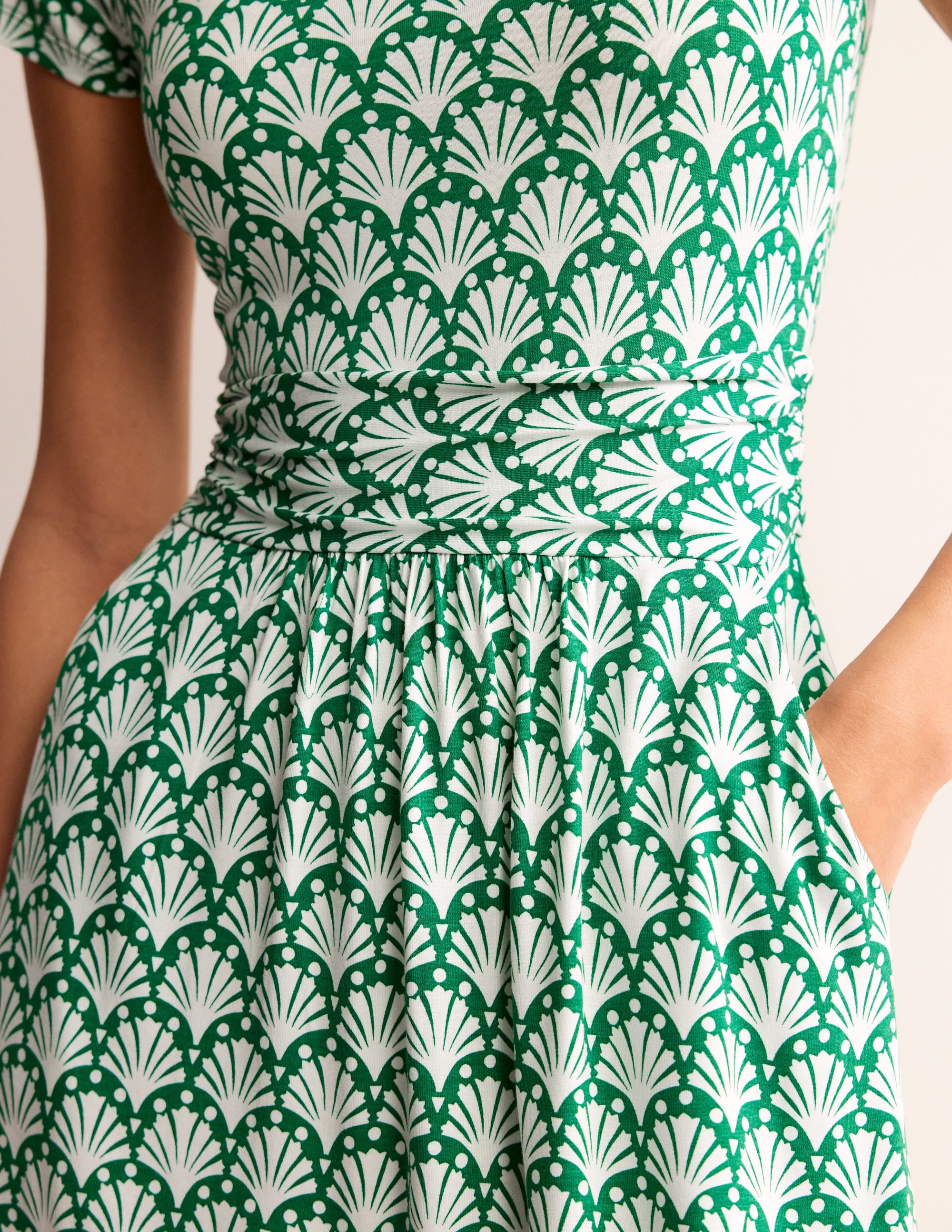 Amelie Jersey Dress-Green Tambourine, Shells - Image 2