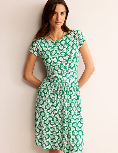 Amelie Jersey Dress-Green Tambourine, Shells-4
