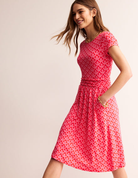 Amelie Jersey Dress-Sangria Sunset, Geo Terrace