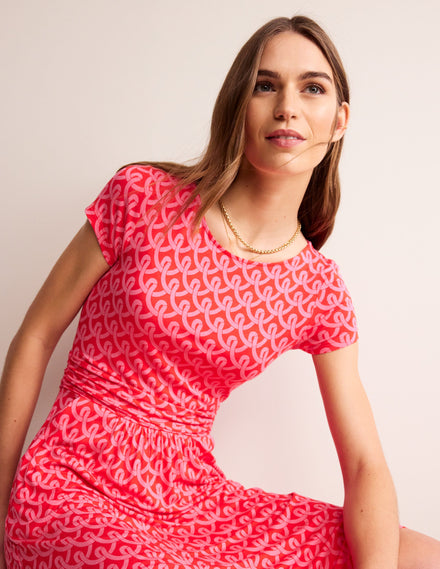 Amelie Jersey Dress-Sangria Sunset, Geo Terrace