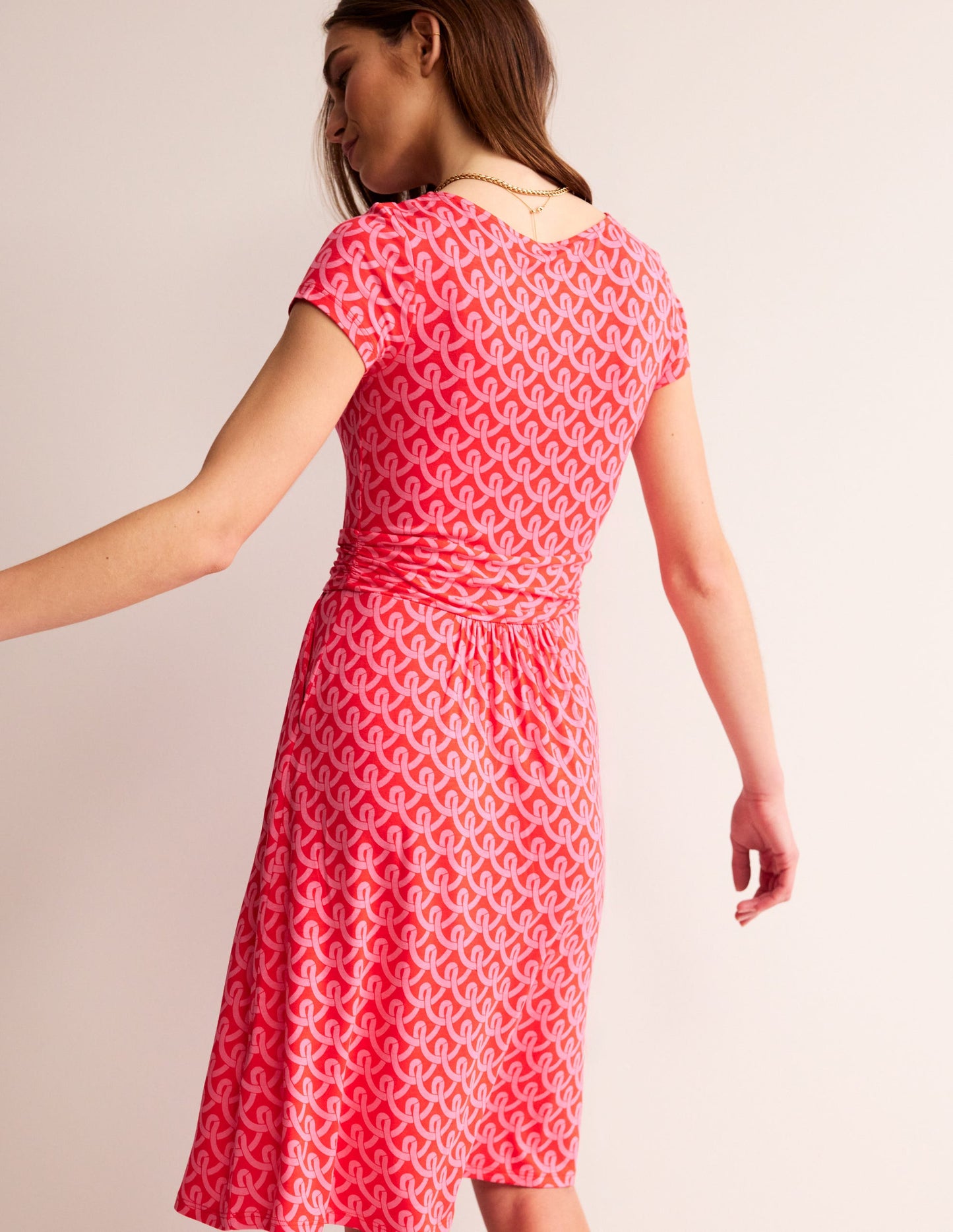 Amelie Jersey Dress-Sangria Sunset, Geo Terrace