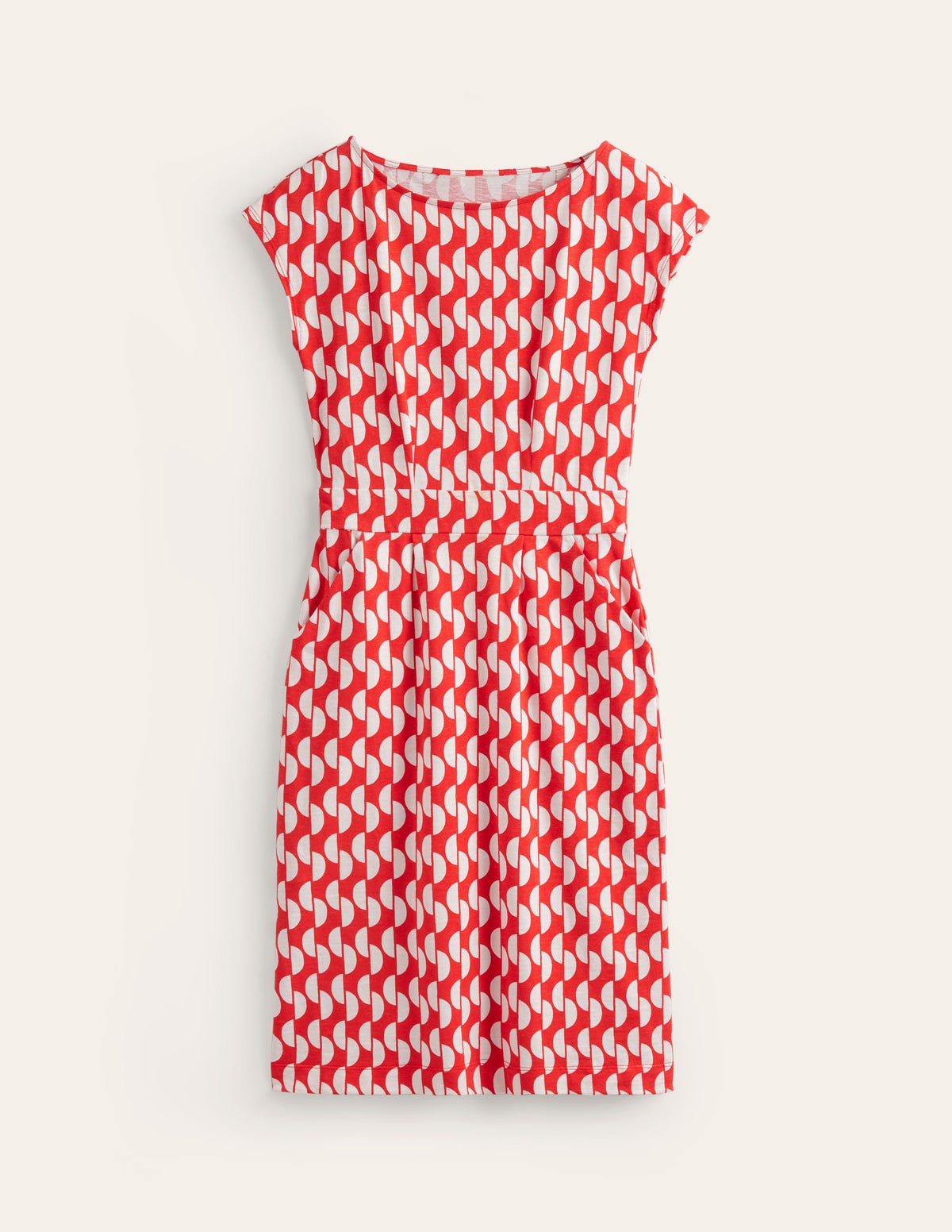 Florrie Jersey Dress-Poppy Red. Geo Wave-5