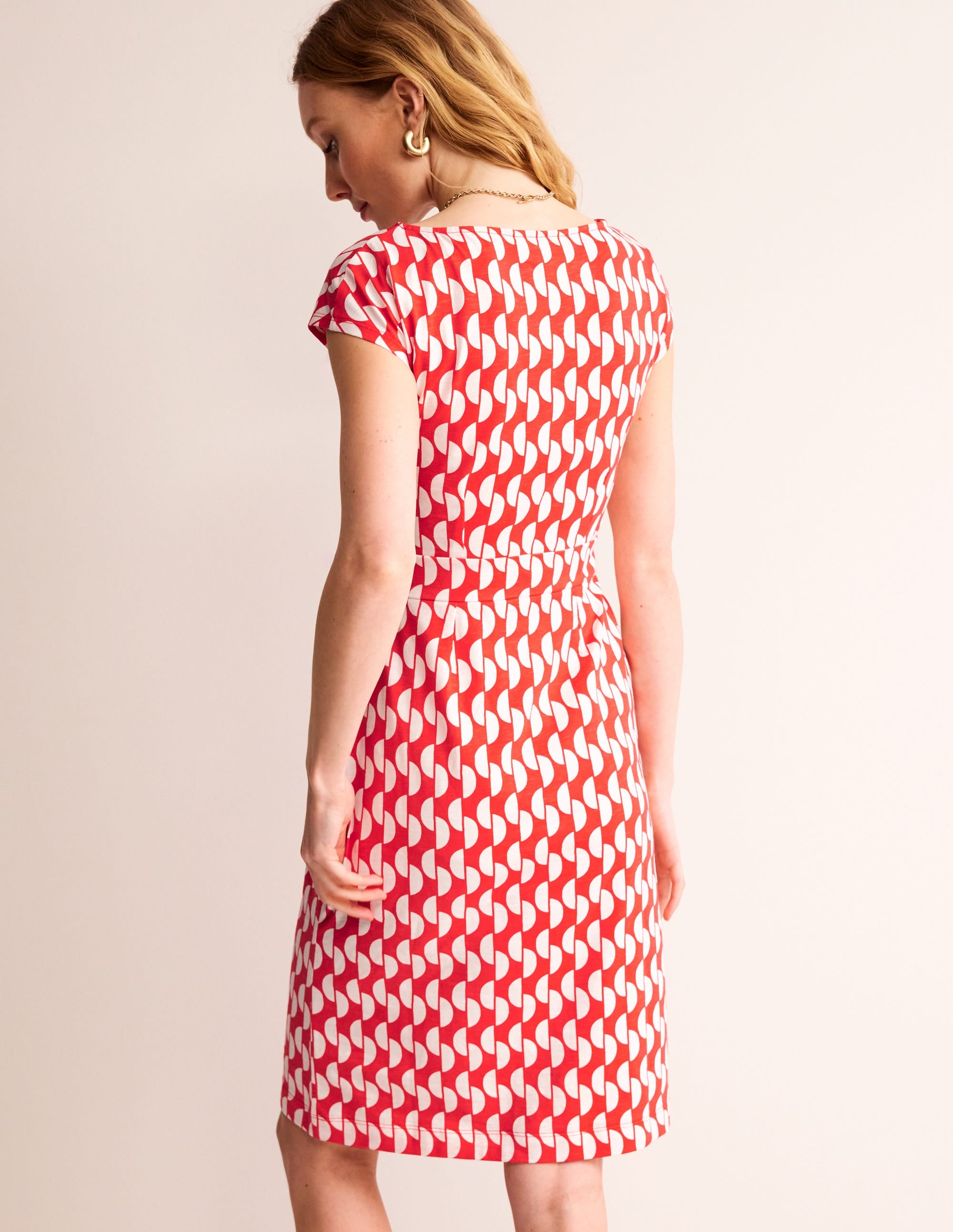 Florrie Jersey Dress-Poppy Red. Geo Wave - Image 3