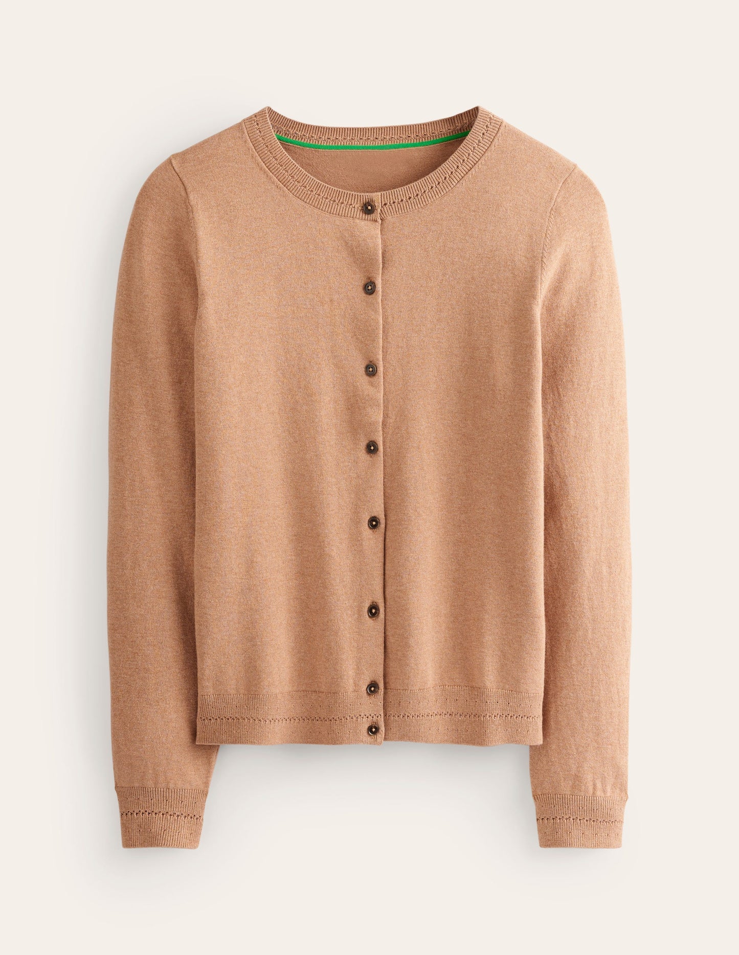 Catriona Cotton Cardigan-Camel Melange