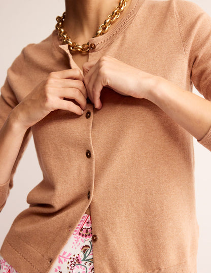 Catriona Cotton Cardigan-Camel Melange-2