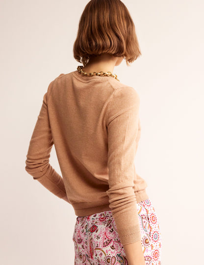 Catriona Cotton Cardigan-Camel Melange-3