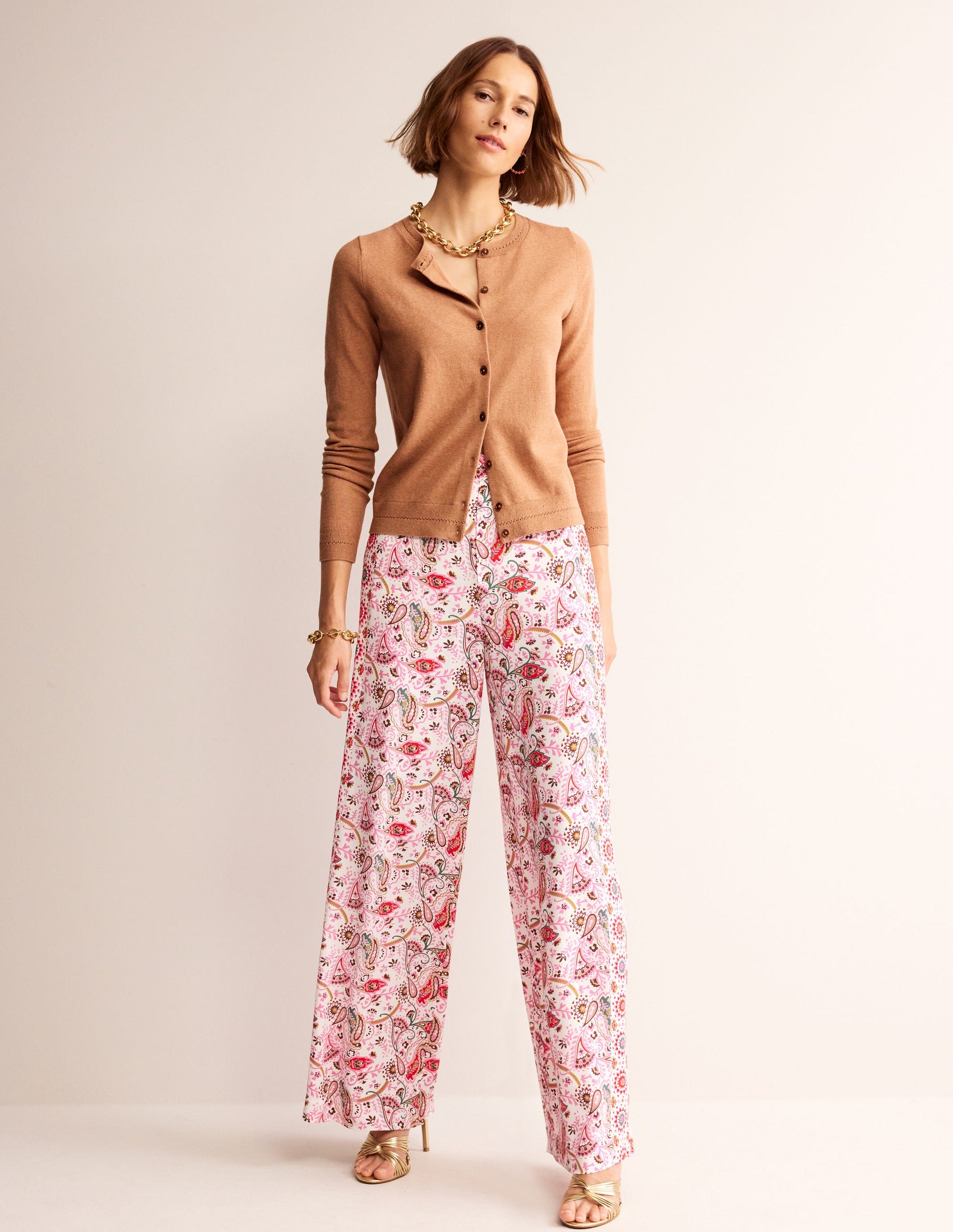 Catriona Cotton Cardigan-Camel Melange-4