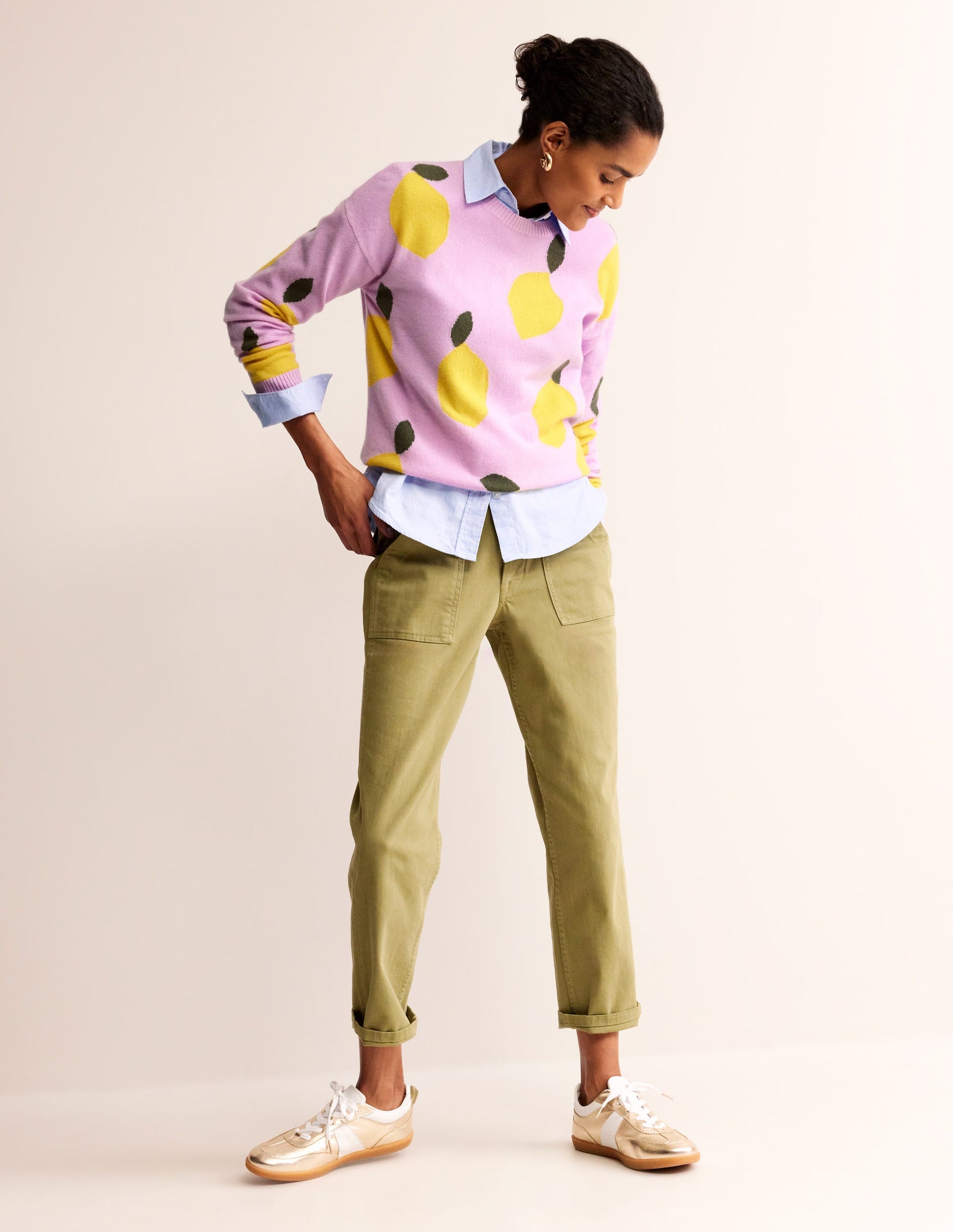 Lydia Cashmere Jumper-Soft Lavender, Lemons-5