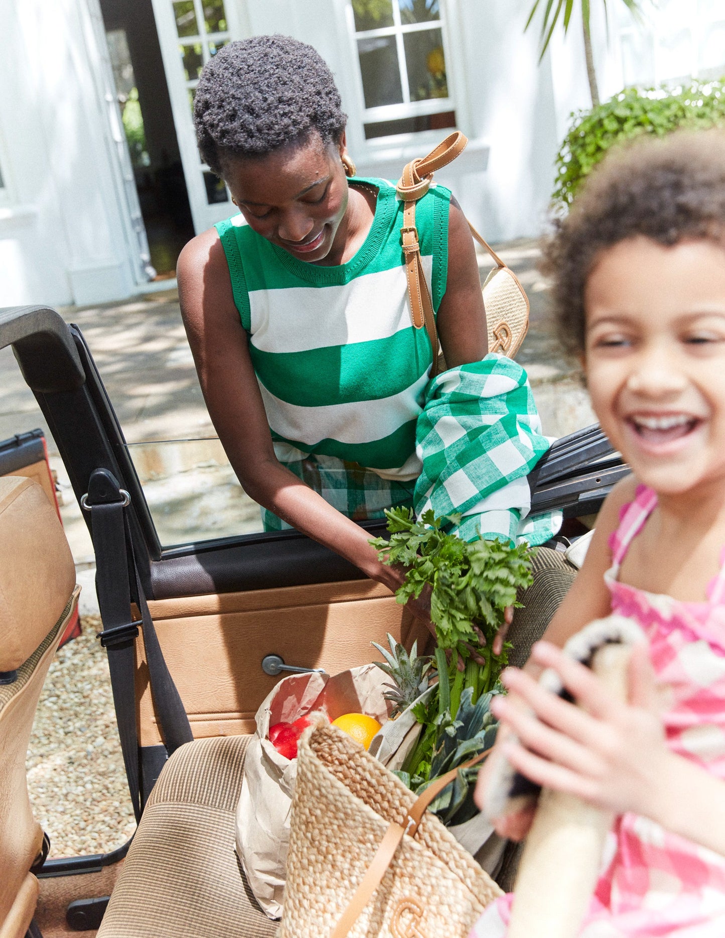 Catriona Crew Neck Cotton Tank-Rich Emerald / Ivory