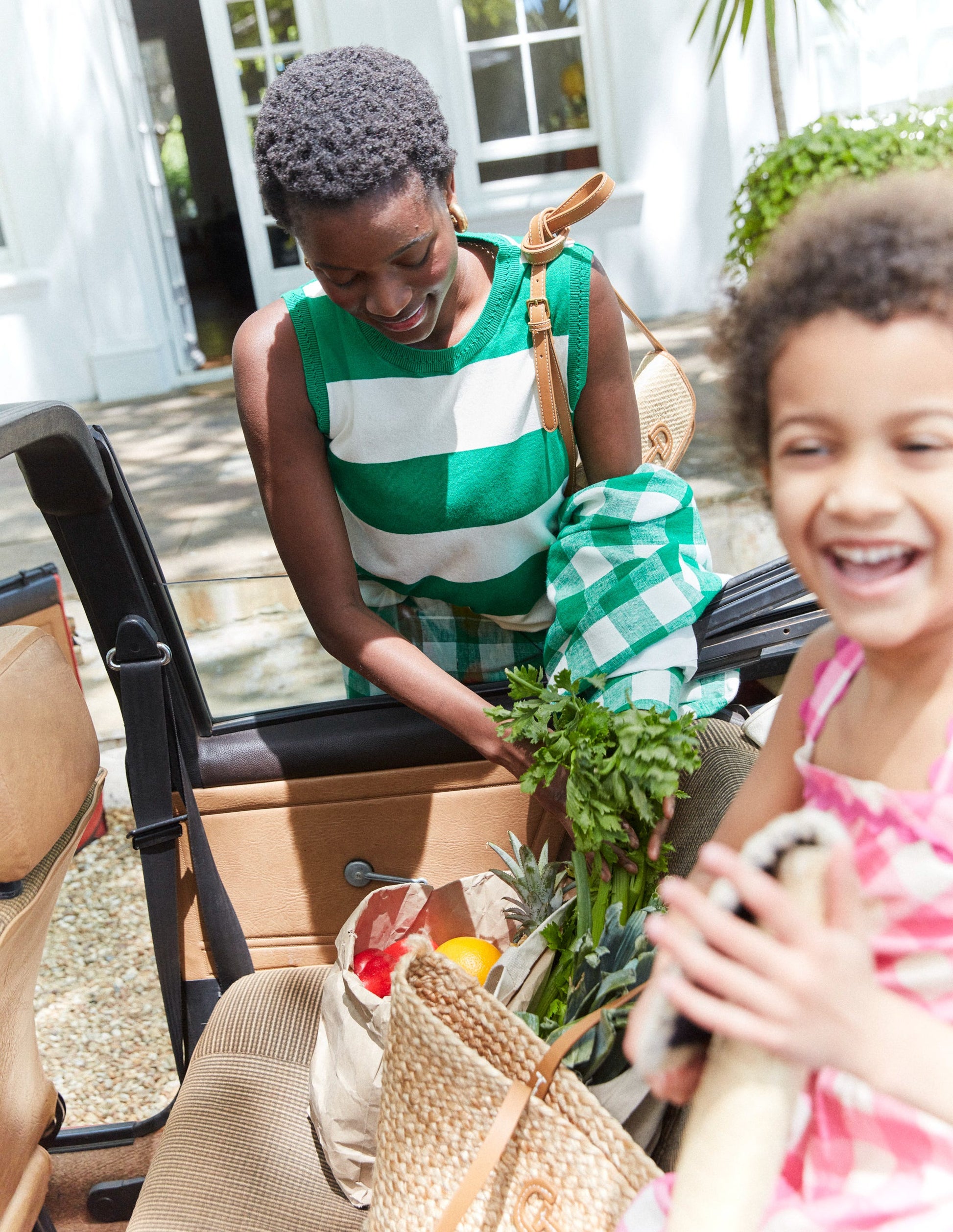 Catriona Crew Neck Cotton Tank-Rich Emerald / Ivory-5