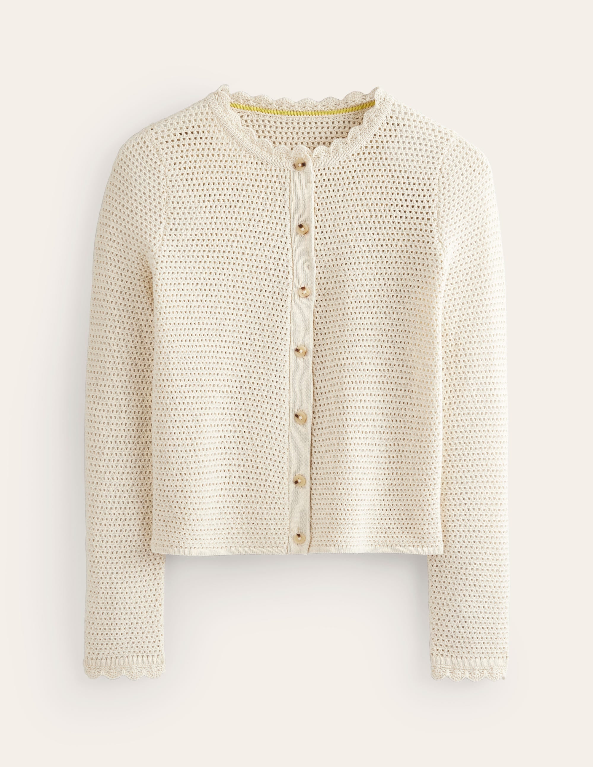 Textured Scallop Cardigan-Warm Ivory - Image 6