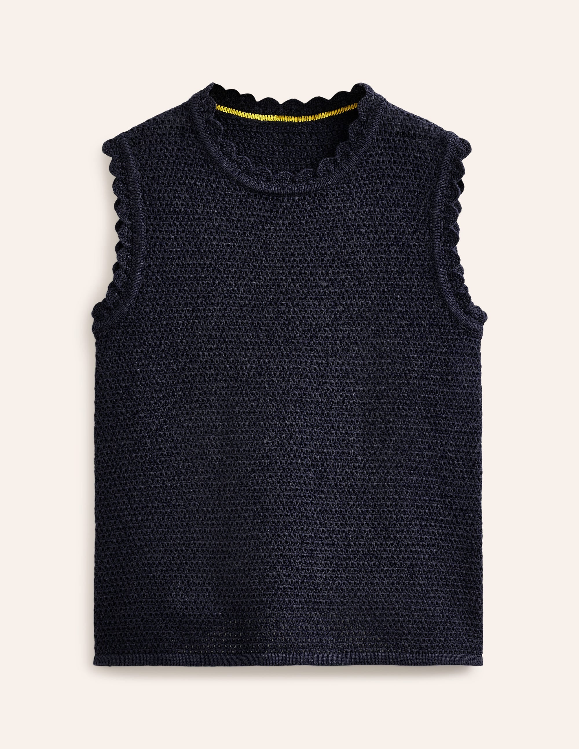 Textured Scallop Tank-Navy - Image 5