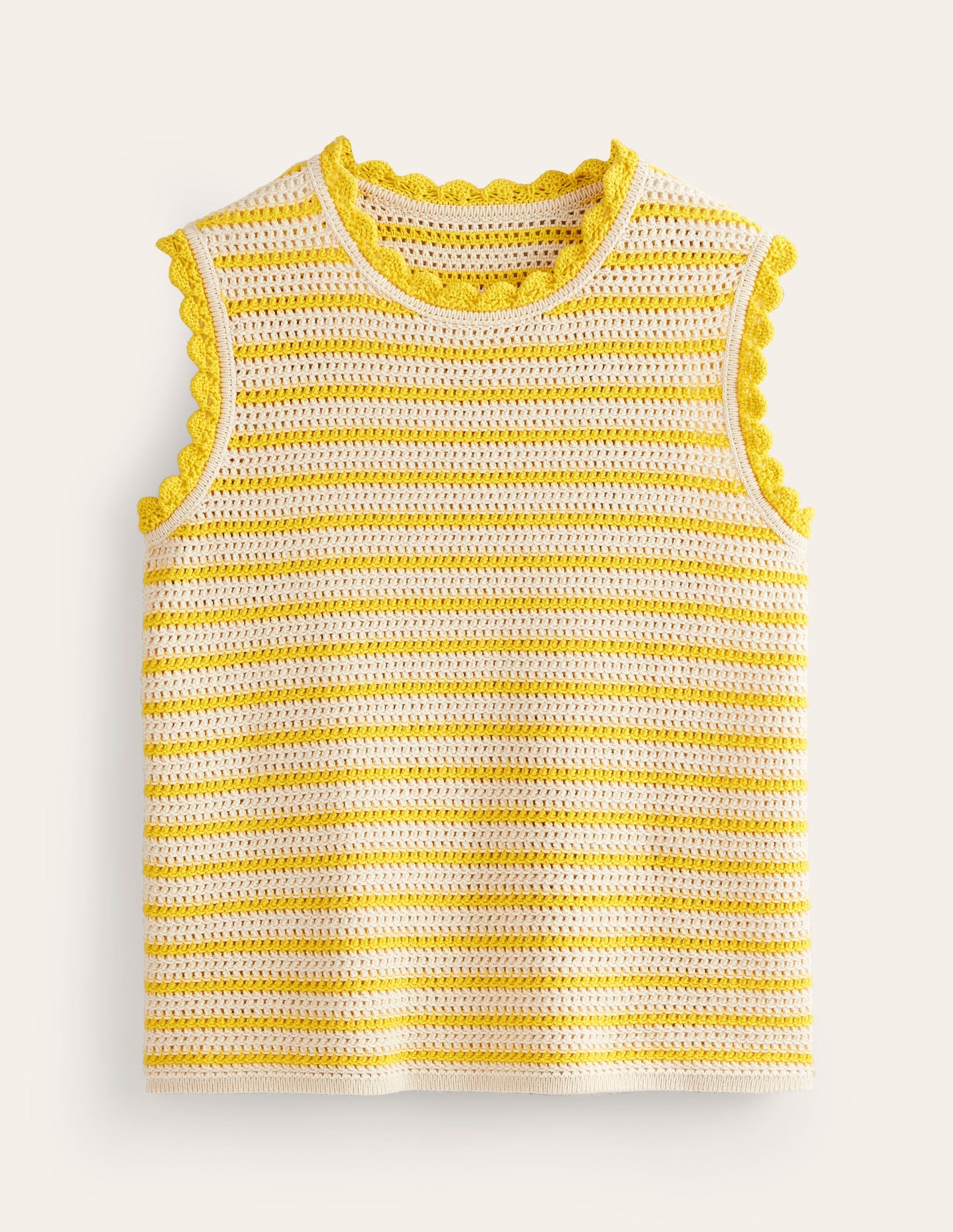 Textured Scallop Tank-Ivory/ Mimosa Yellow