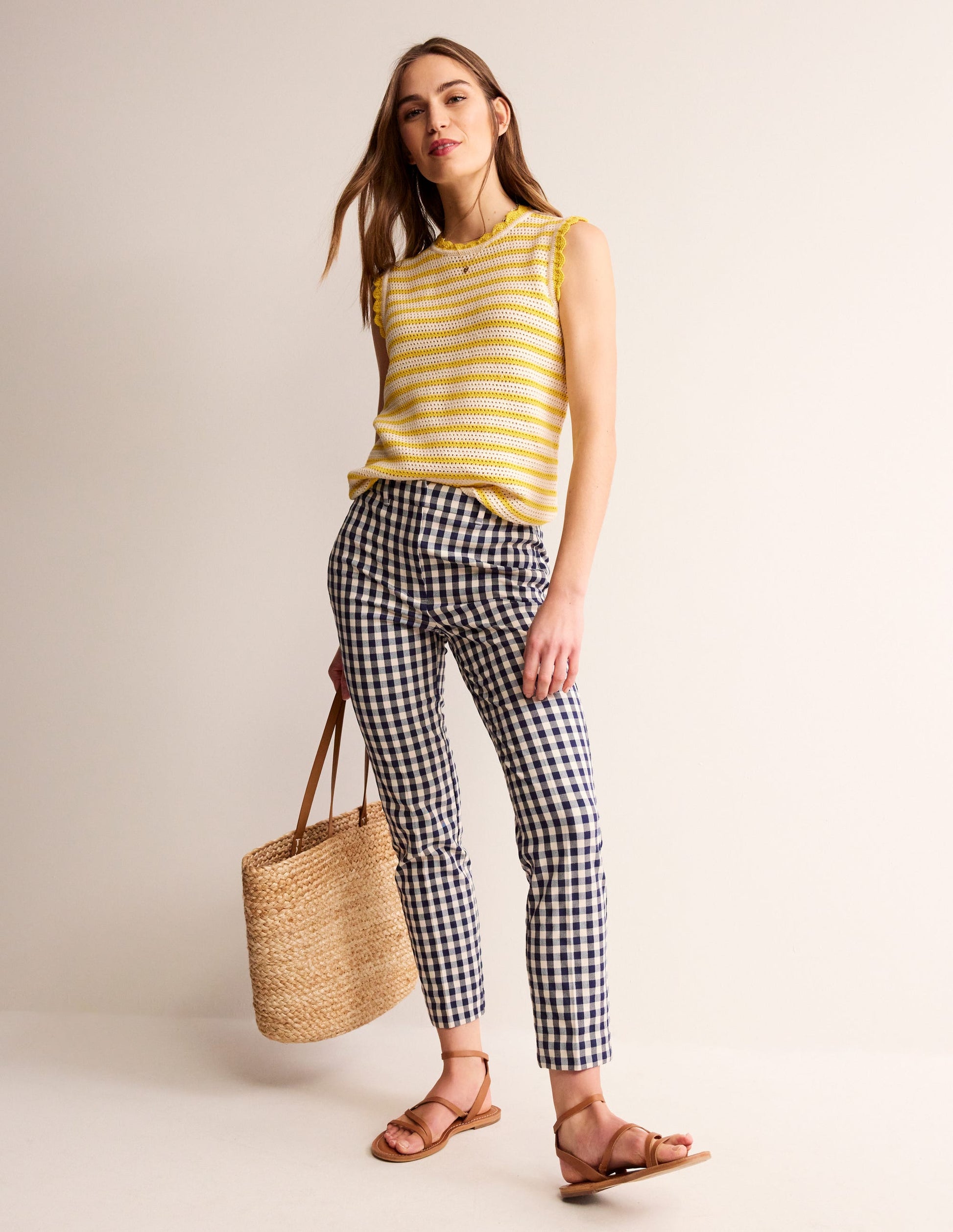 Textured Scallop Tank-Ivory/ Mimosa Yellow-4