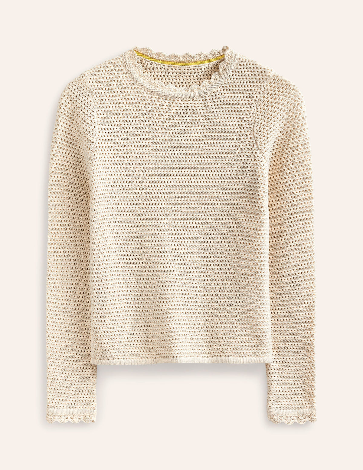 Textured Scallop Jumper-Warm Ivory-5